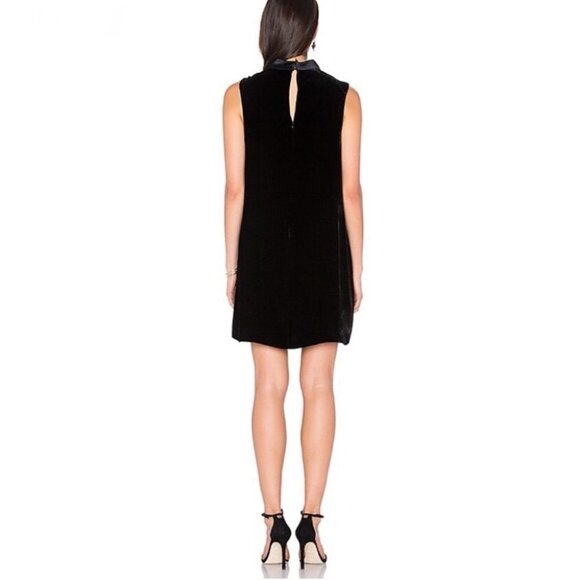 Rag & Bone Danni Black Velvet Midi Shift Dress with Sheer Stripe Size 10 - Picture 2 of 8
